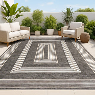 Argo Classic Nautical Mitre Stripe Reversible Machine-Washable Indoor/Outdoor Area Rug