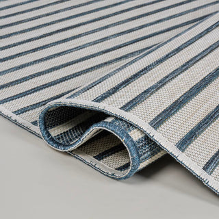 Damon Classic Coastal Pinstripe Reversible Machine-Washable Indoor/Outdoor Area Rug - JONATHAN Y