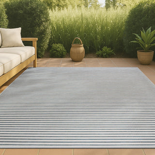 Damon Classic Coastal Pinstripe Reversible Machine-Washable Indoor/Outdoor Area Rug