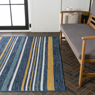 Janus Classic Coastal Ticking Stripe Reversible Machine-Washable Indoor/Outdoor Area Rug - JONATHAN Y
