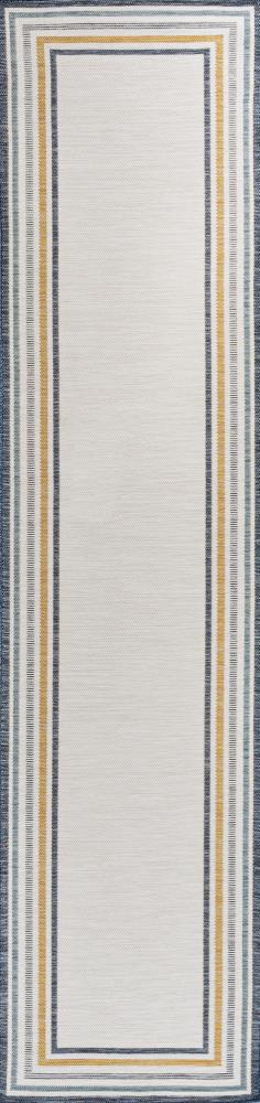 Pollux Classic Coastal Mitred Stripe Reversible Machine-Washable Indoor/Outdoor Area Rug - JONATHAN Y