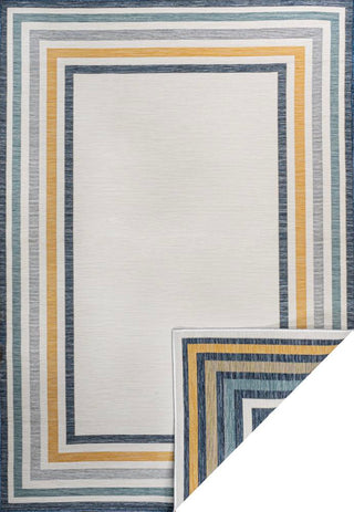Pollux Classic Coastal Mitred Stripe Reversible Machine-Washable Indoor/Outdoor Area Rug - JONATHAN Y