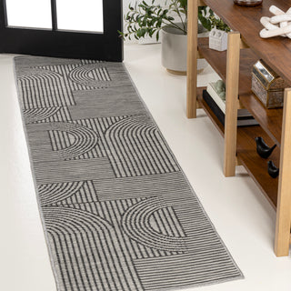Zephyr Mid-Century Modern Arch Stripe Reversible Machine-Washable Indoor/Outdoor Area Rug - JONATHAN Y