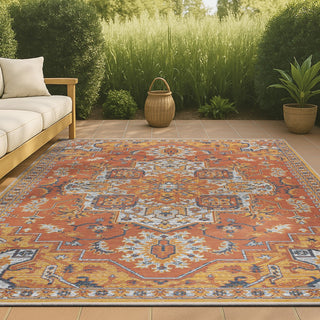 Bijan Traditional Vintage Medallion Reversible Machine-Washable Indoor/Outdoor Area Rug