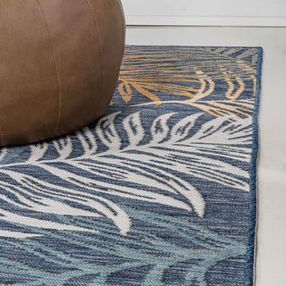 Calypso Coastal Casual Palm Frond Reversible Machine-Washable Indoor/Outdoor Area Rug - JONATHAN Y