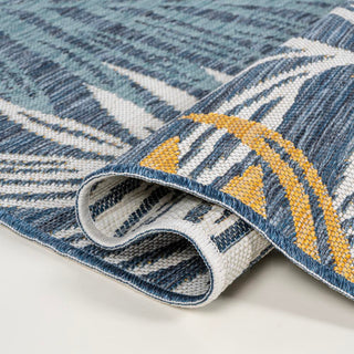Calypso Coastal Casual Palm Frond Reversible Machine-Washable Indoor/Outdoor Area Rug - JONATHAN Y