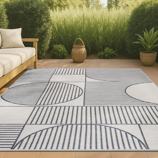 Arielle Mid-Century Modern Geometric Lines Reversible Machine-Washable Indoor/Outdoor Area Rug