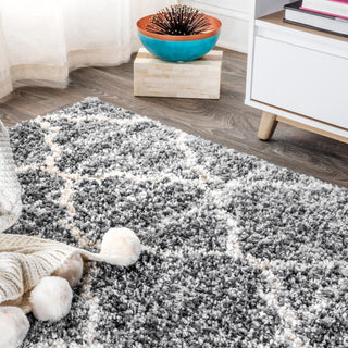Susa Ogee Moroccan Trellis Shag Area Rug - JONATHAN Y