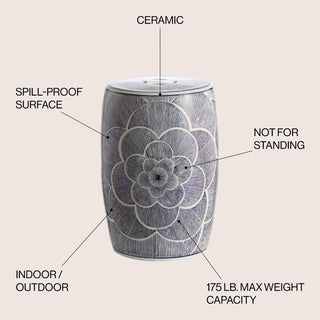 Camellia 17" Ceramic Drum Garden Stool - JONATHAN Y