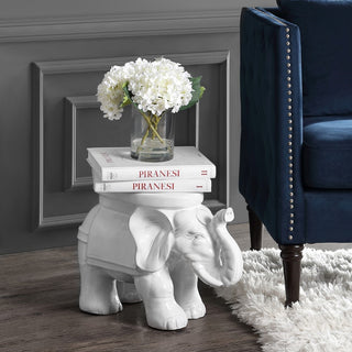 White Elephant 14.2" Ceramic Garden Stool - JONATHAN Y