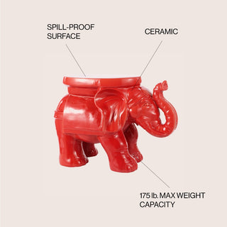 White Elephant 14.2" Ceramic Garden Stool - JONATHAN Y