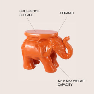 White Elephant 14.2" Ceramic Garden Stool - JONATHAN Y