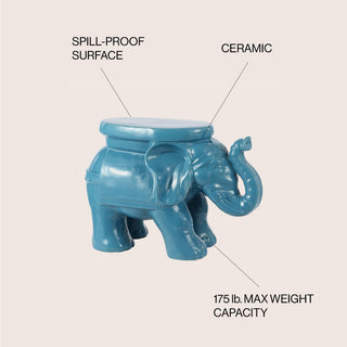 White Elephant 14.2" Ceramic Garden Stool