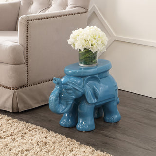 White Elephant 14.2" Ceramic Garden Stool - JONATHAN Y