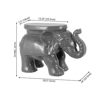White Elephant 14.2" Ceramic Garden Stool