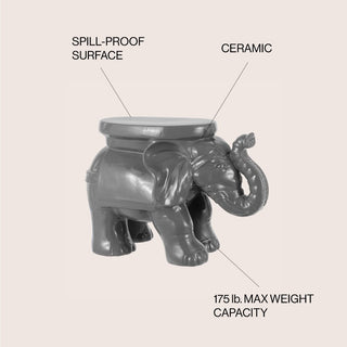 White Elephant 14.2" Ceramic Garden Stool