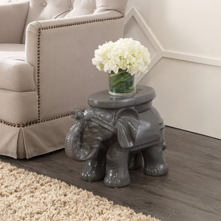 White Elephant 14.2" Ceramic Garden Stool