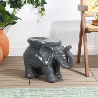 White Elephant 14.2" Ceramic Garden Stool