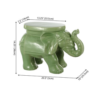 White Elephant 14.2" Ceramic Garden Stool
