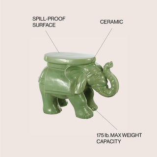 White Elephant 14.2" Ceramic Garden Stool