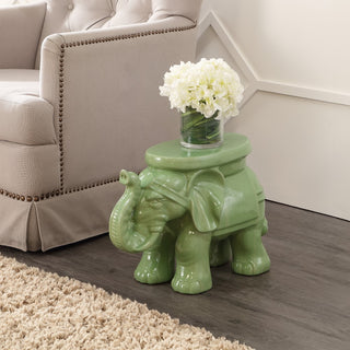 White Elephant 14.2" Ceramic Garden Stool