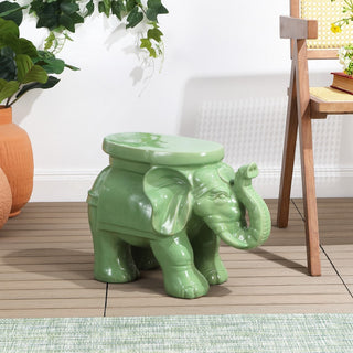 White Elephant 14.2" Ceramic Garden Stool