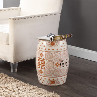 Double Happiness 18" Chinoiserie Ceramic Drum Garden Stool - JONATHAN Y