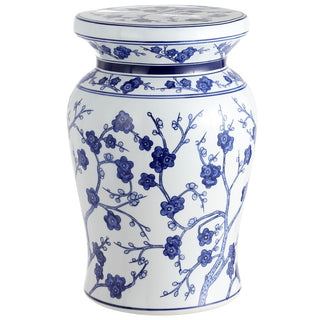 Cherry Blossom 17.7" Ceramic Garden Stool - JONATHAN Y