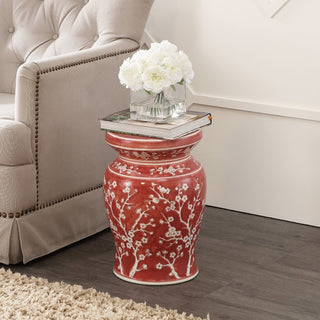 Cherry Blossom 17.75" Ceramic Garden Stool - JONATHAN Y