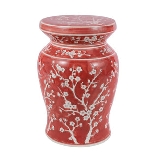 Cherry Blossom 17.75" Ceramic Garden Stool - JONATHAN Y