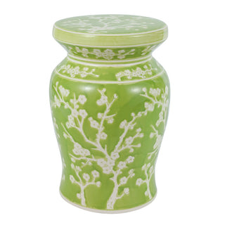 Cherry Blossom 17.75" Ceramic Garden Stool - JONATHAN Y