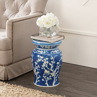 Cherry Blossom 17.75" Ceramic Garden Stool - JONATHAN Y