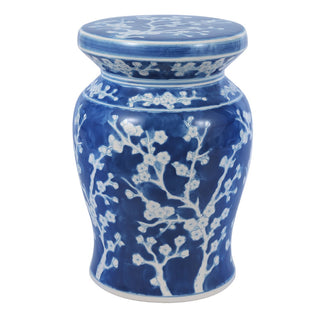 Cherry Blossom 17.75" Ceramic Garden Stool - JONATHAN Y