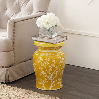 Cherry Blossom 17.75" Ceramic Garden Stool