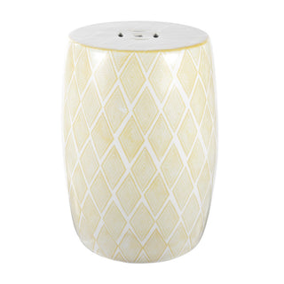 Moroccan Diamonds 18" Ceramic Drum Garden Stool - JONATHAN Y