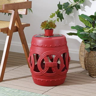 Lucky Coins 16" Chinese Ceramic Drum Garden Stool - JONATHAN Y