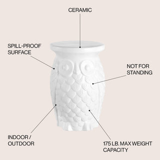 Groovy Owl 17.5" Ceramic Garden Stool - JONATHAN Y