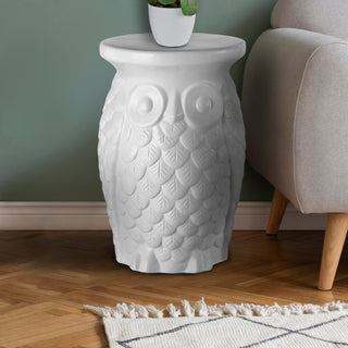 Groovy Owl 17.5" Ceramic Garden Stool - JONATHAN Y