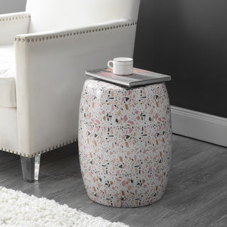 Chiara 17.5" Terrazzo Ceramic Garden Stool - JONATHAN Y