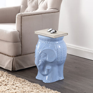 Orla 18.5" Modern Bohemian Elephant Ceramic Garden Stool - JONATHAN Y