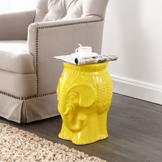 Orla 18.5" Modern Bohemian Elephant Ceramic Garden Stool - JONATHAN Y