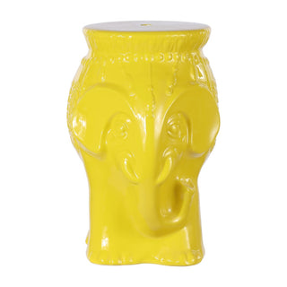 Orla 18.5" Modern Bohemian Elephant Ceramic Garden Stool - JONATHAN Y