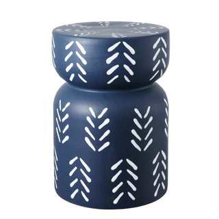 Zorgnar 18" Modern Bohemian Arrow Pattern Drum Indoor/Outdoor Garden Stool - JONATHAN Y