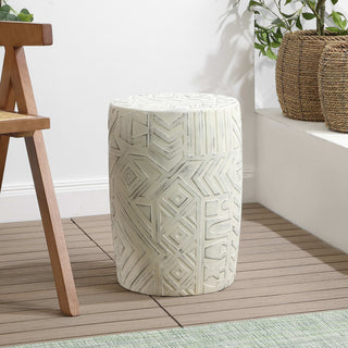 Drornzok 17.75" Geometric Drum Garden Stool - JONATHAN Y