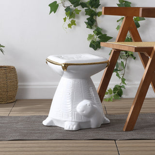 Caspian 14.75" Modern Bohemian Ceramic Turtle Indoor/Outdoor Garden Stool
