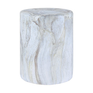 Troy 16" Modern Minimalist Faux Marble Column Indoor/Outdoor Accent Table - JONATHAN Y