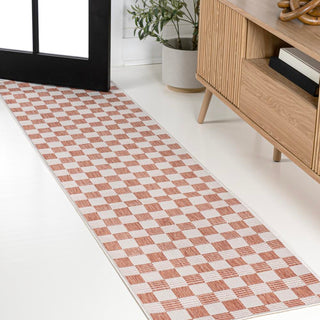 Aimee Traditional Cottage Checkerboard Indoor/Outdoor Area Rug - JONATHAN Y