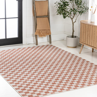 Aimee Traditional Cottage Checkerboard Indoor/Outdoor Area Rug - JONATHAN Y