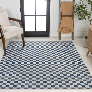 Aimee Traditional Cottage Checkerboard Indoor/Outdoor Area Rug - JONATHAN Y