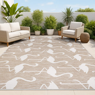 Liana Casual Coastal Flamingos Two-tone Indoor/Outdoor Area Rug